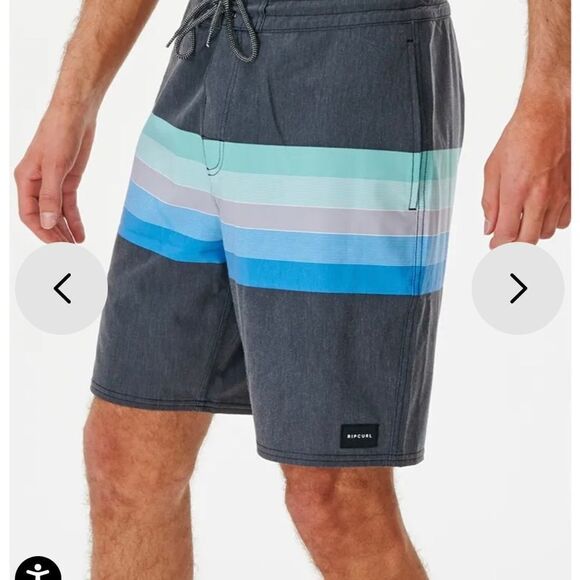Rip‎ Curl Lined Up 19" Layday Boardshort Mens Blk with multi blue and green NWT - Picture 2 of 6
